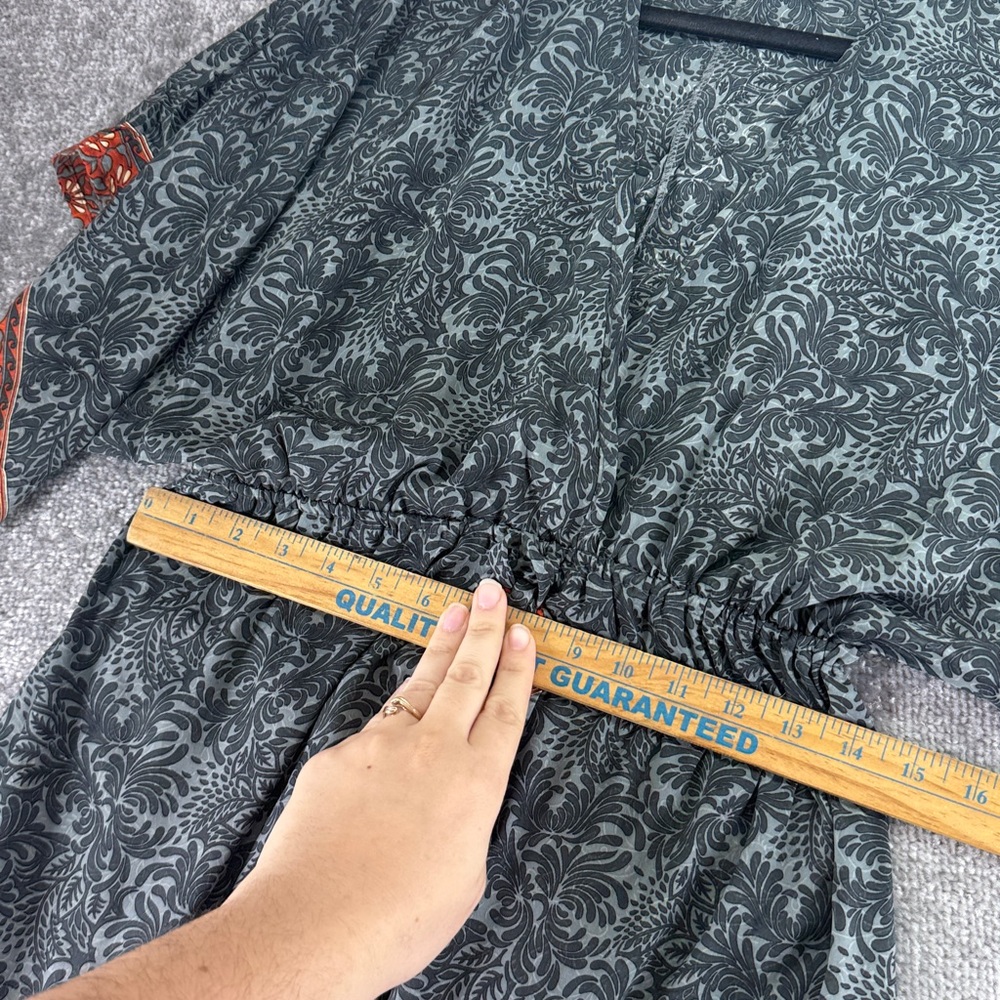 Karma Highway Floral Short Sleeve Kimono Dress Orange Gray Womens OS Boho Hippie - Picture 7 of 10